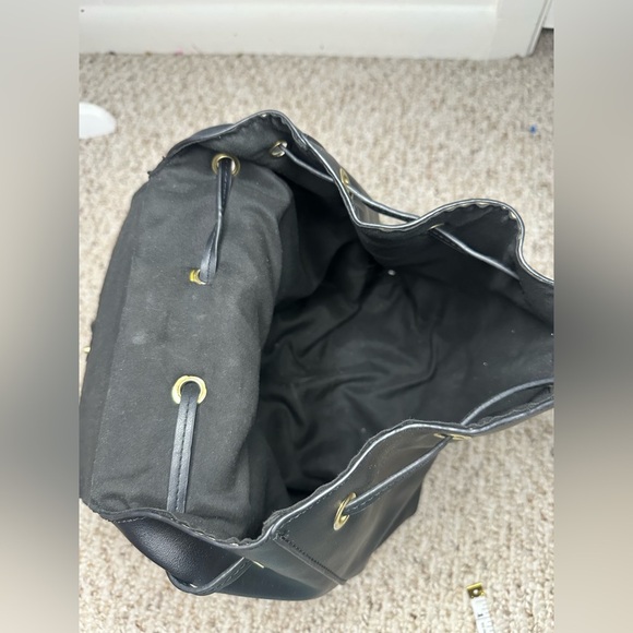 BCBG Black Drawstring Leather Backpack - Picture 4 of 7